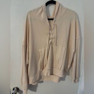 American Eagle Outfitters Beige/yellow Lace-Up Hoodie